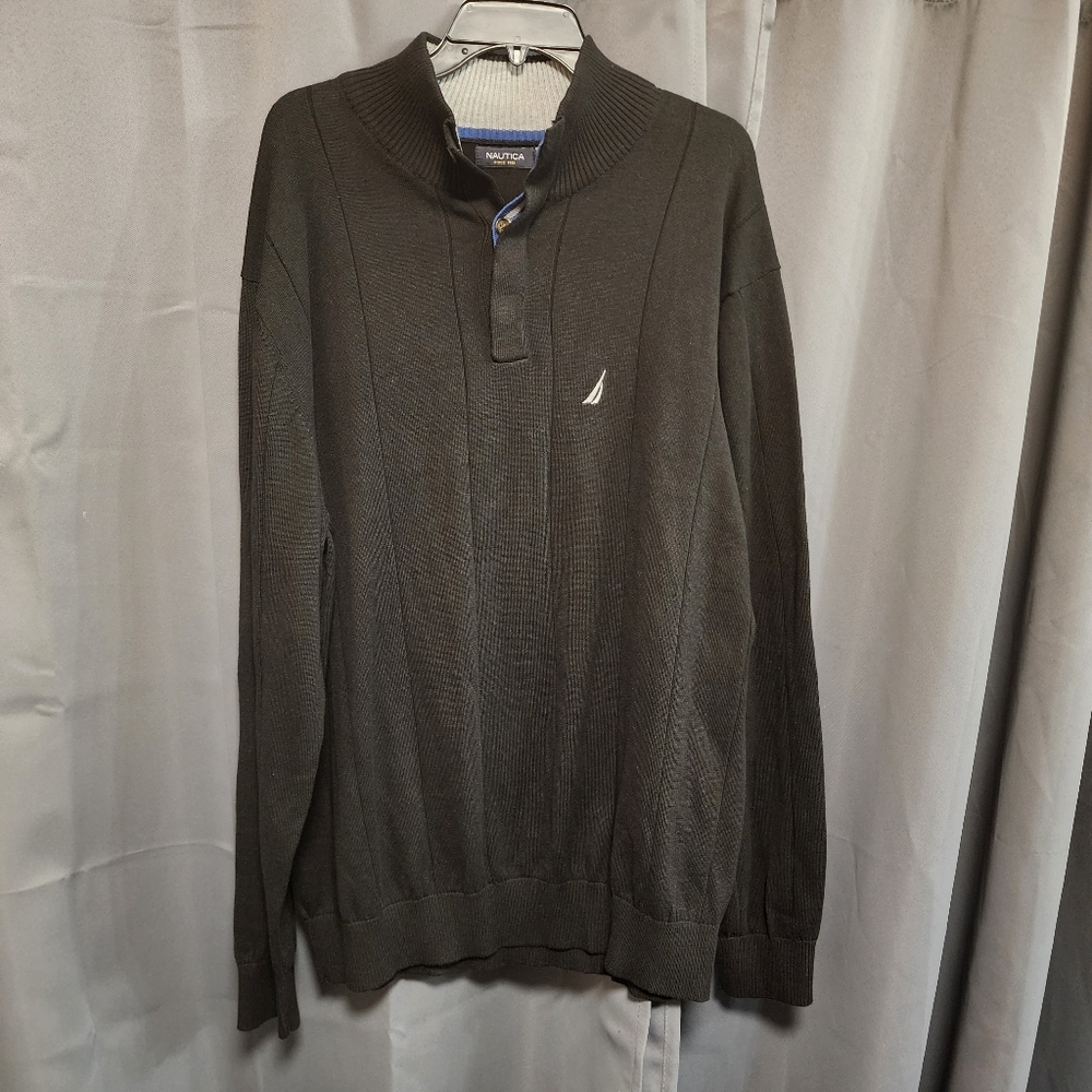 Nautica 1/4 Button Black Sweater